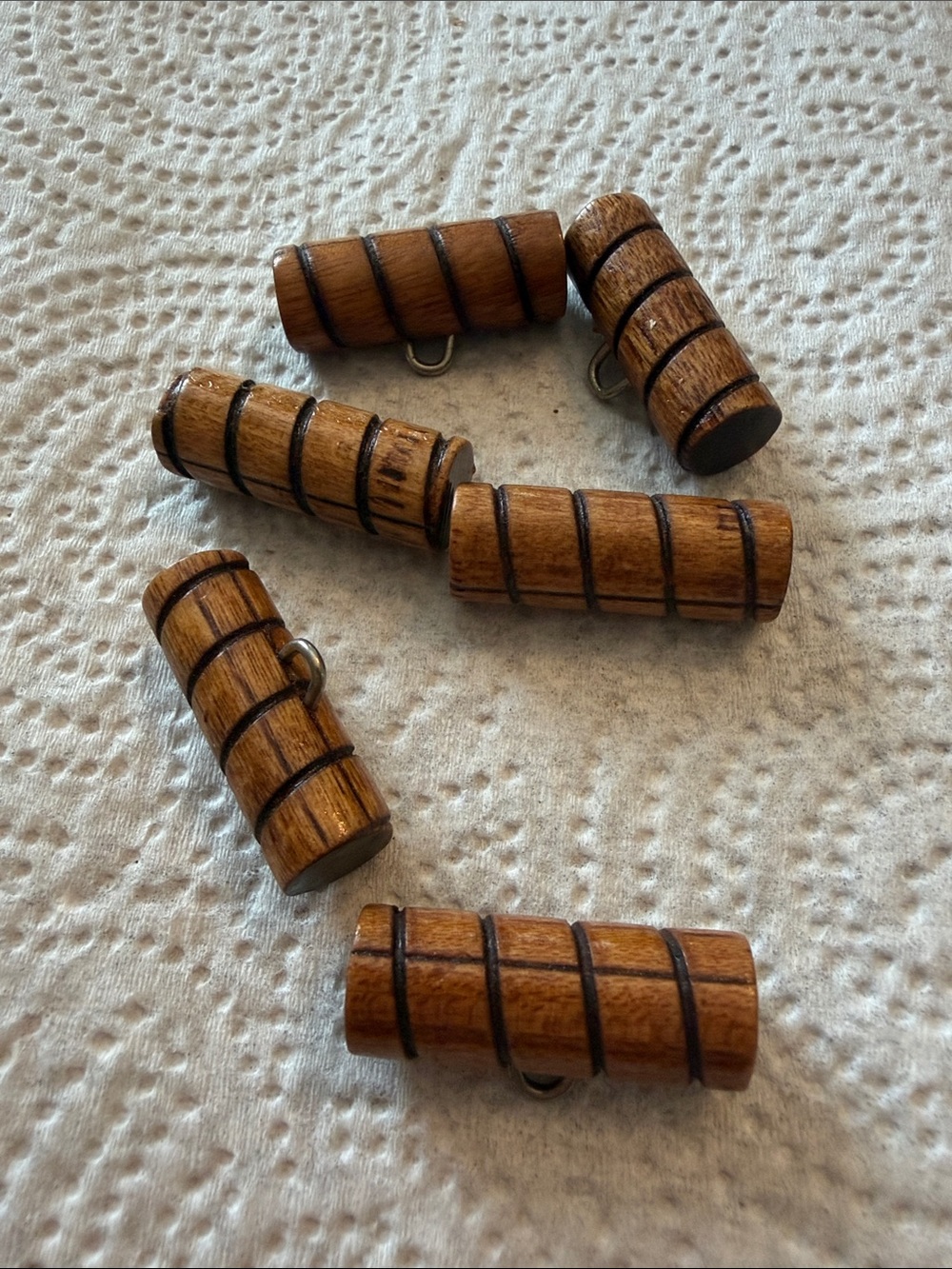 Set of 6 Wooden Barrel Toggle Button - Brown Men’s Accessory